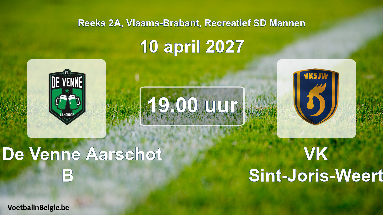 Scheduled match recreational sd men football: FC De Venne Aarschot B - VK Sint-Joris-Weert (10 April 2027)