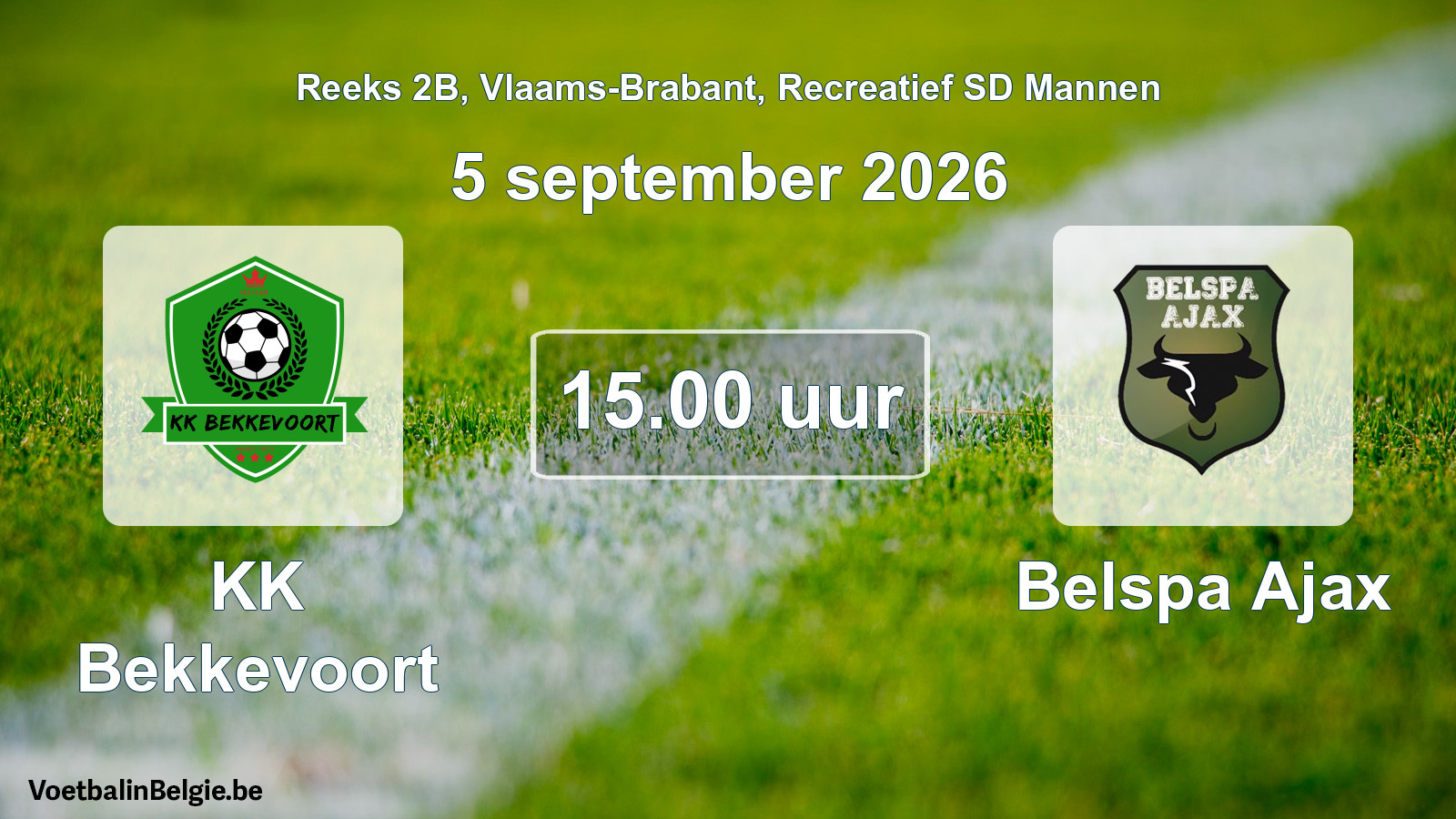 Scheduled match recreational sd men football: KK Bekkevoort - Belspa Ajax (5 September 2026)