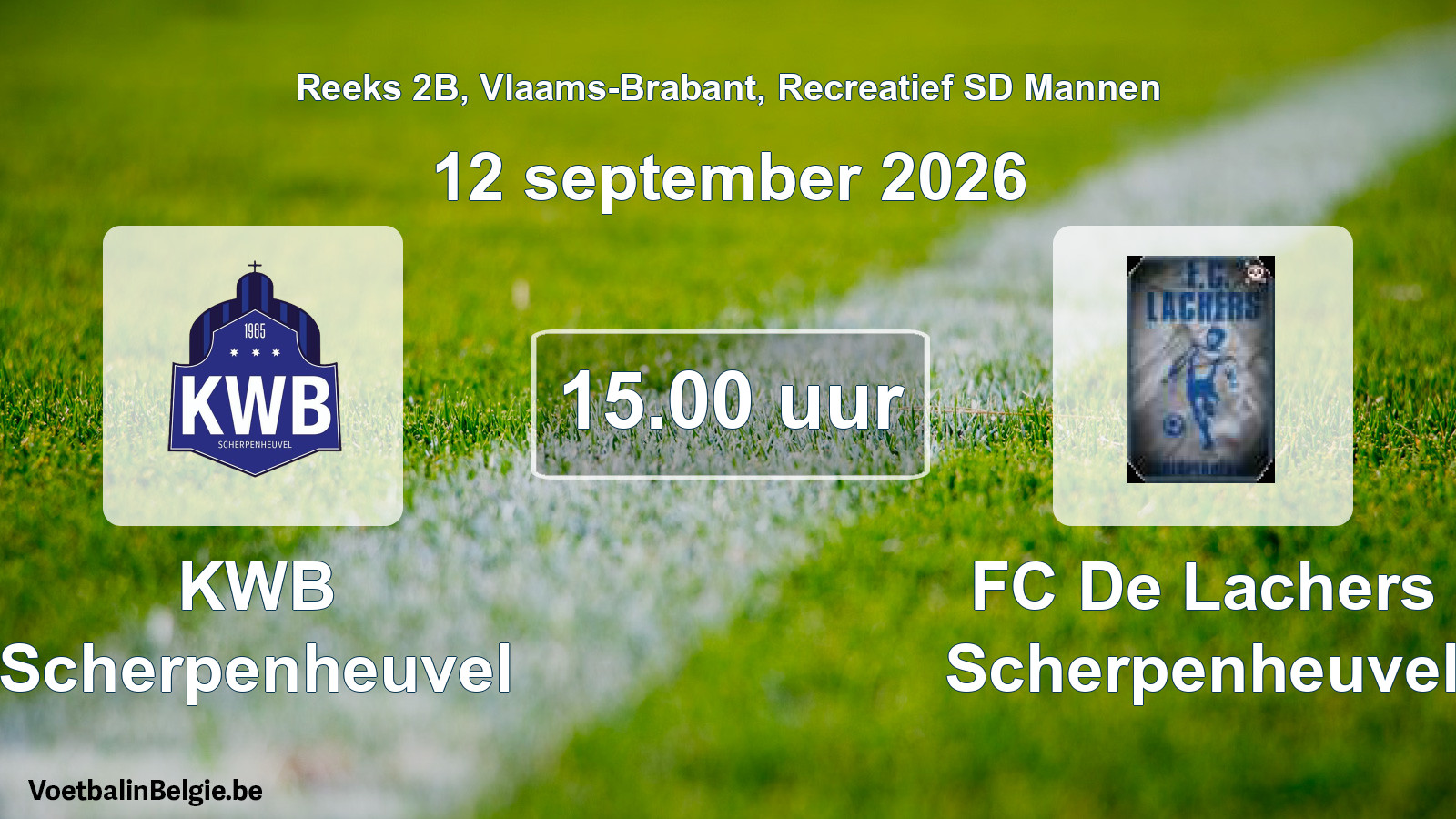 Scheduled match recreational sd men football: KWB Scherpenheuvel - FC De Lachers Scherpenheuvel (12 September 2026)
