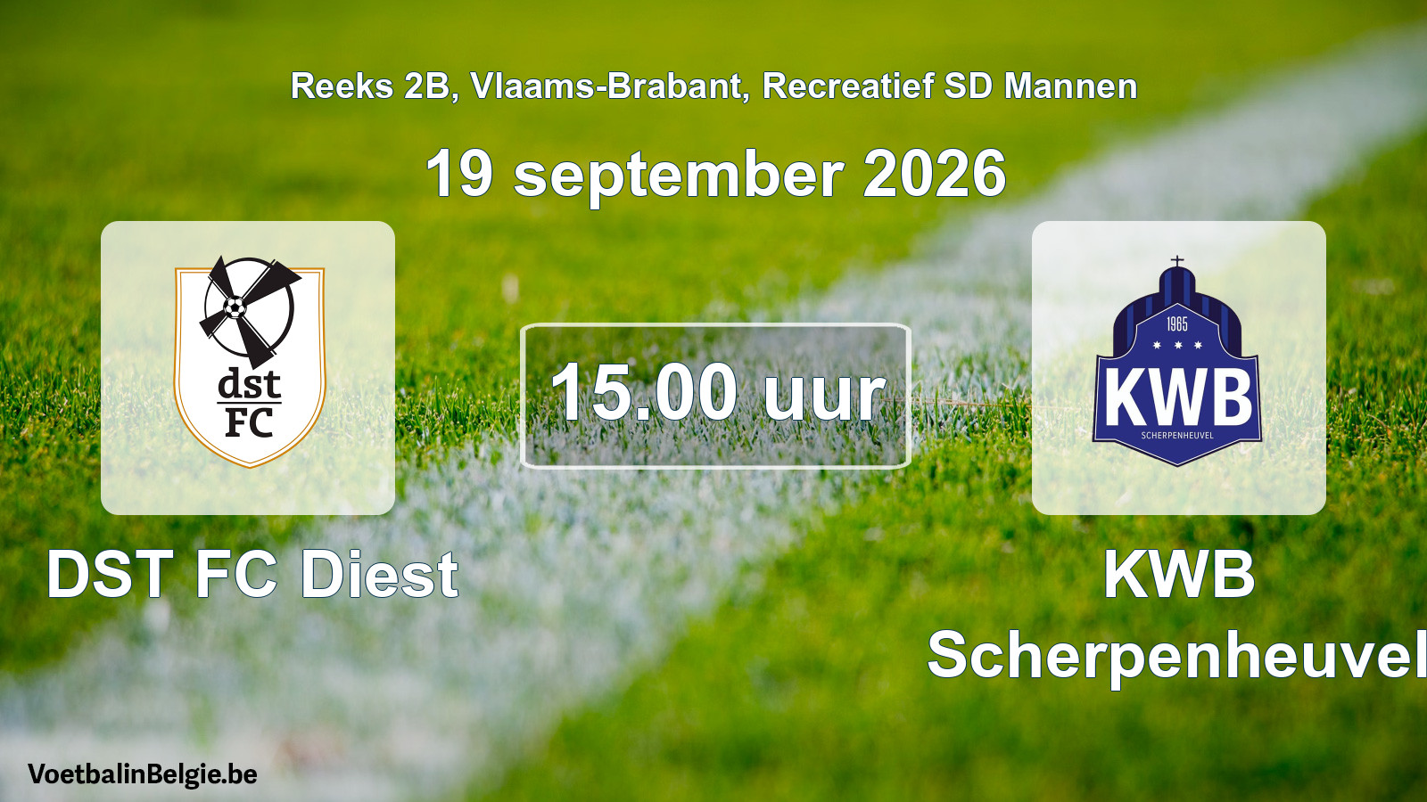 Scheduled match recreational sd men football: DST FC Diest - KWB Scherpenheuvel (19 September 2026)