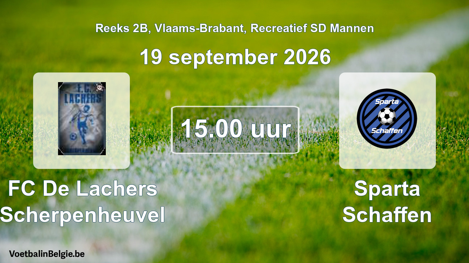 Geplande wedstrijd recreatief sd mannenvoetbal: FC De Lachers Scherpenheuvel - Sparta Schaffen (19 september 2026)