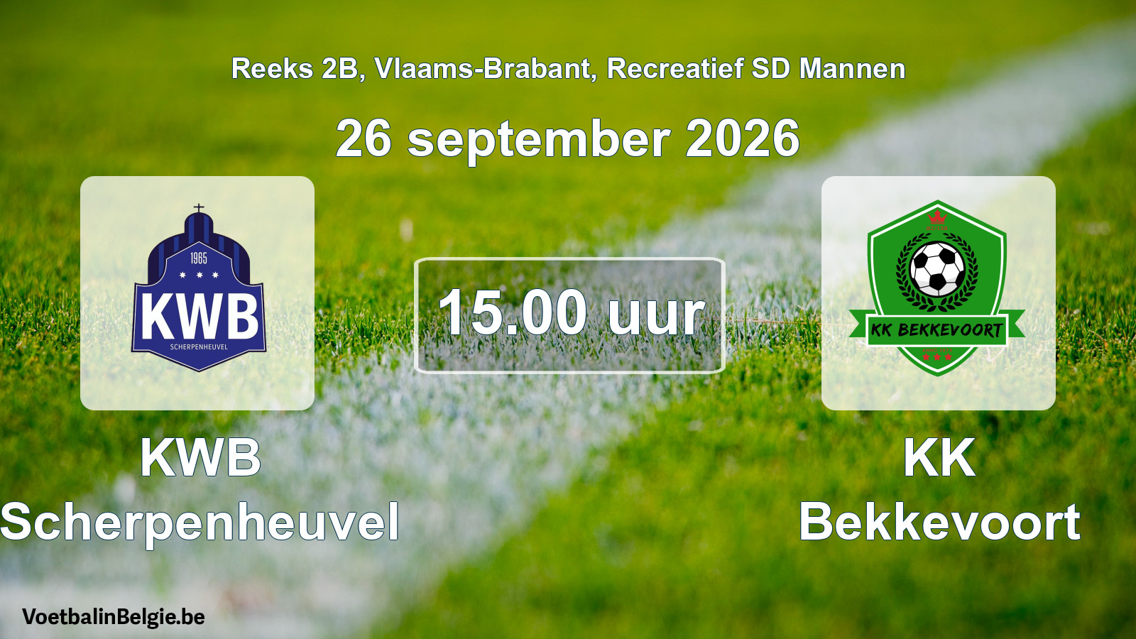 Scheduled match recreational sd men football: KWB Scherpenheuvel - KK Bekkevoort (26 September 2026)