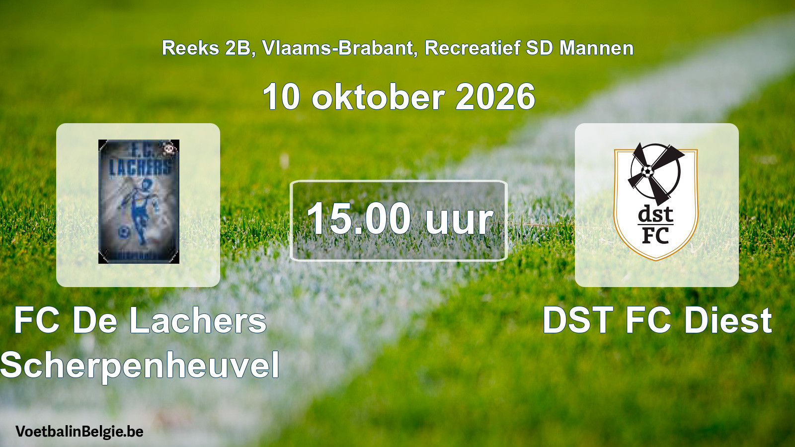 Geplande wedstrijd recreatief sd mannenvoetbal: FC De Lachers Scherpenheuvel - DST FC Diest (10 oktober 2026)