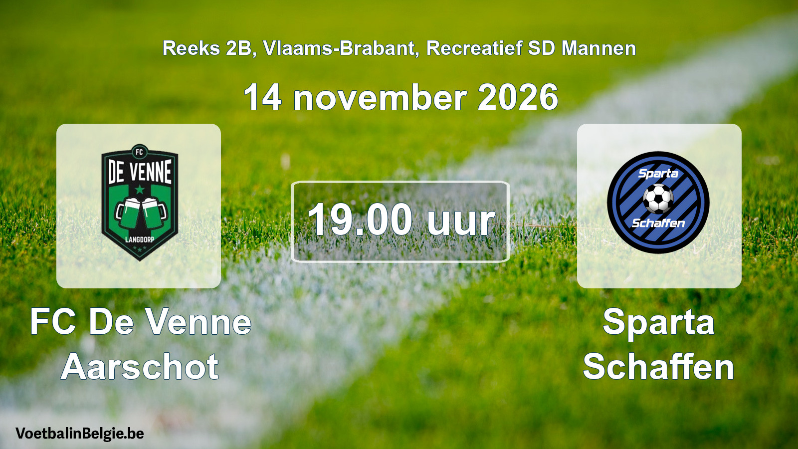 Scheduled match recreational sd men football: FC De Venne Aarschot - Sparta Schaffen (14 November 2026)