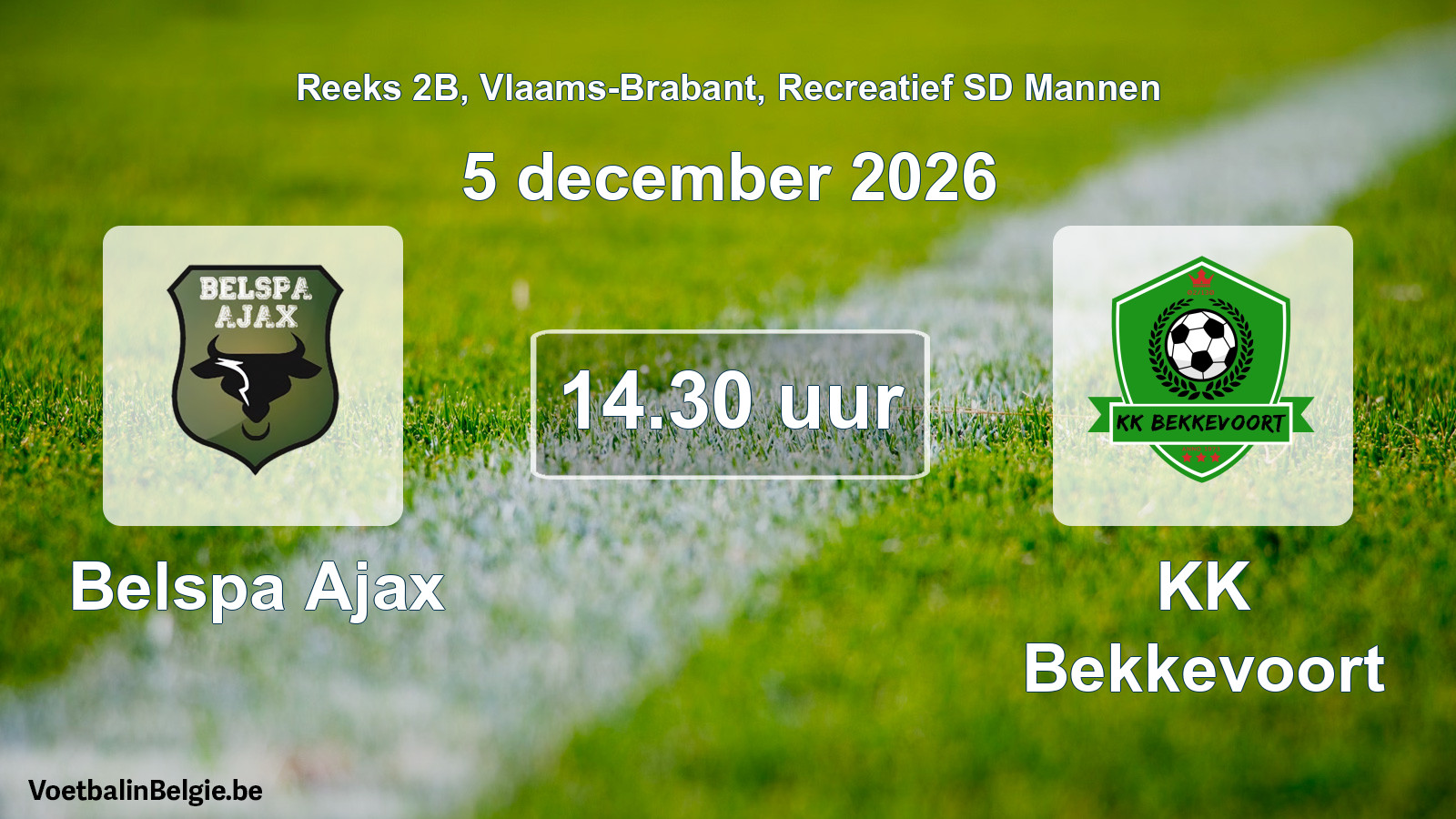Geplande wedstrijd recreatief sd mannenvoetbal: Belspa Ajax - KK Bekkevoort (5 december 2026)
