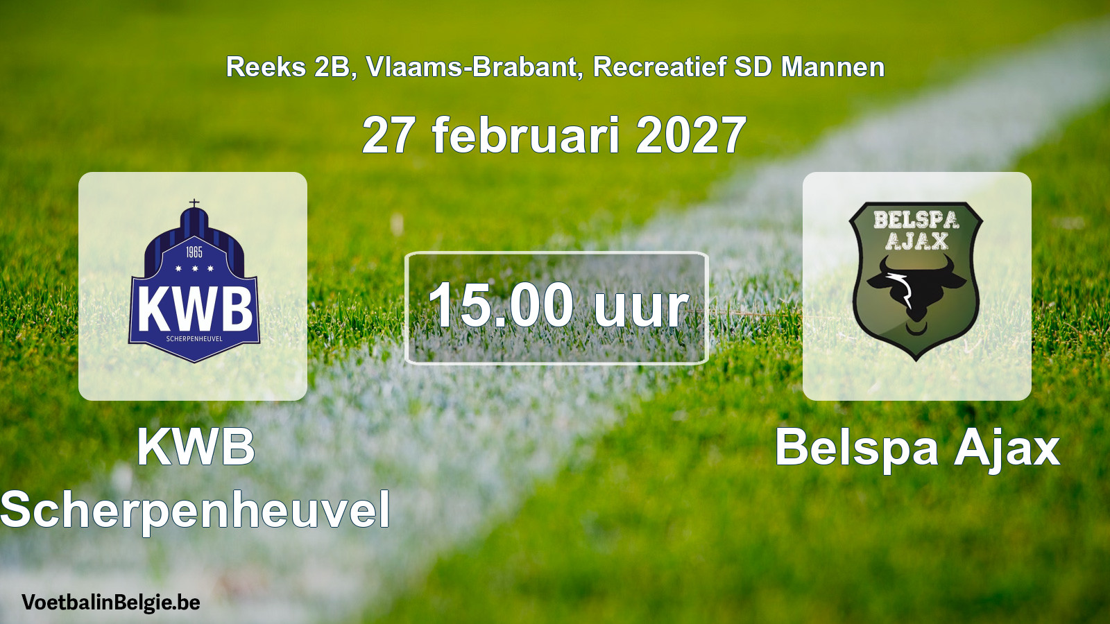 Geplande wedstrijd recreatief sd mannenvoetbal: KWB Scherpenheuvel - Belspa Ajax (27 februari 2027)