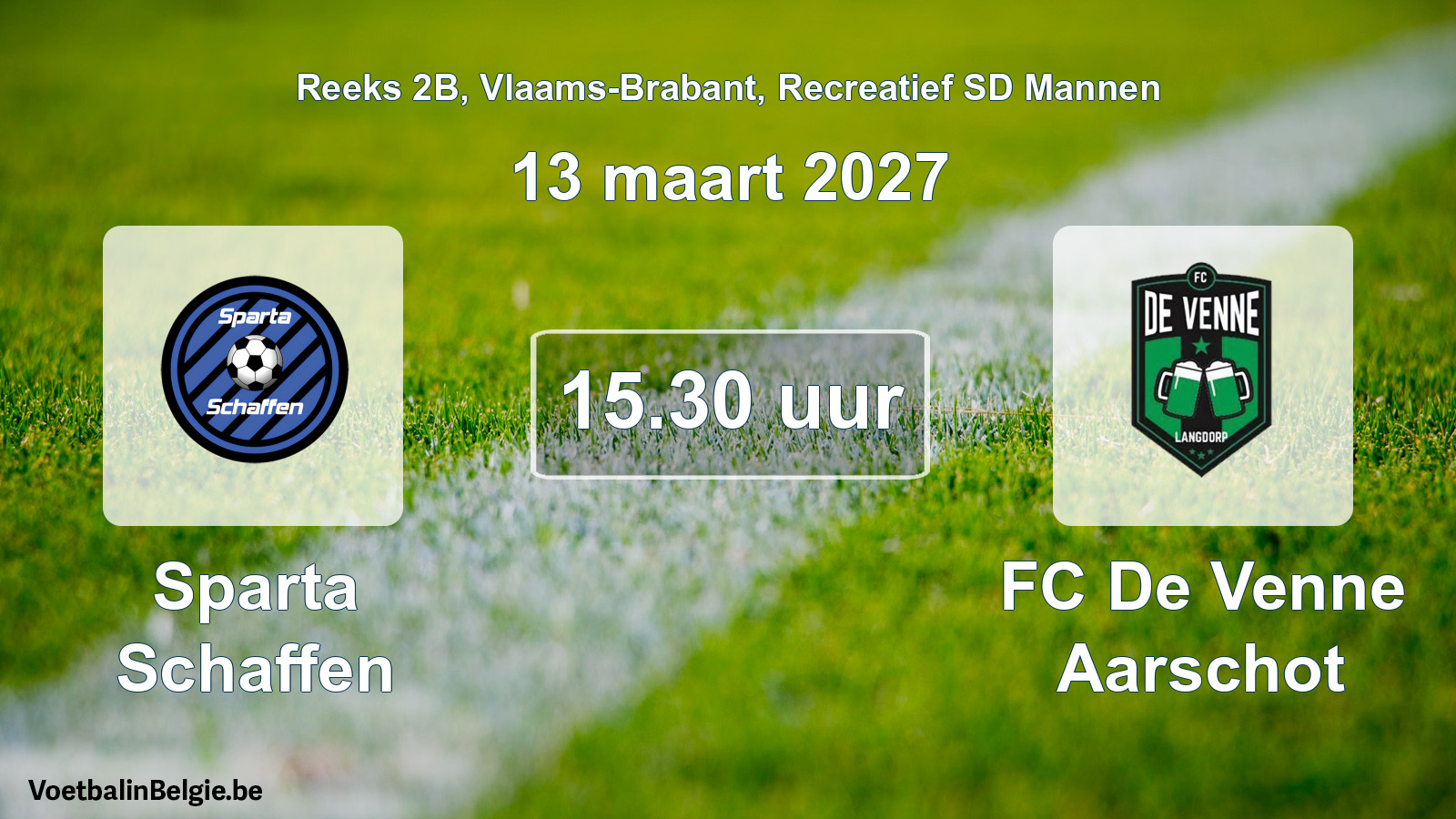 Scheduled match recreational sd men football: Sparta Schaffen - FC De Venne Aarschot (13 March 2027)