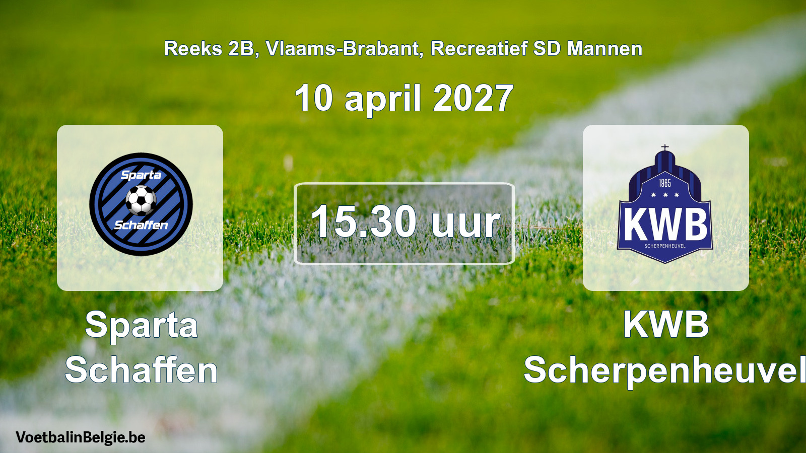 Geplande wedstrijd recreatief sd mannenvoetbal: Sparta Schaffen - KWB Scherpenheuvel (10 april 2027)
