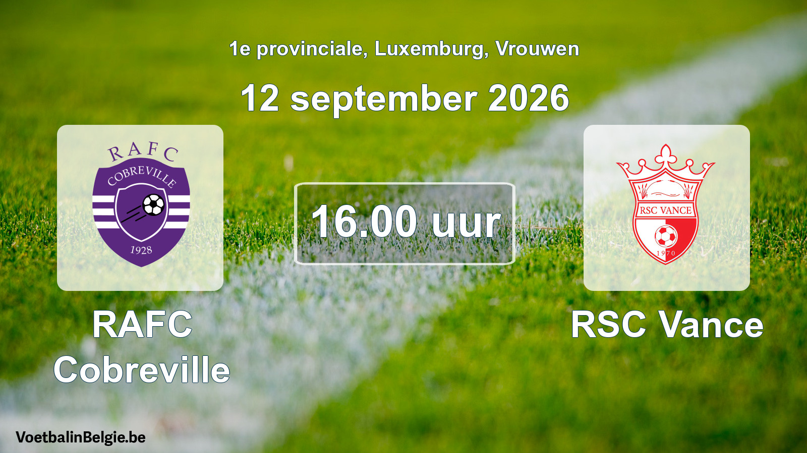 Scheduled match women football: RAFC Cobreville - RSC Vance (12 September 2026)