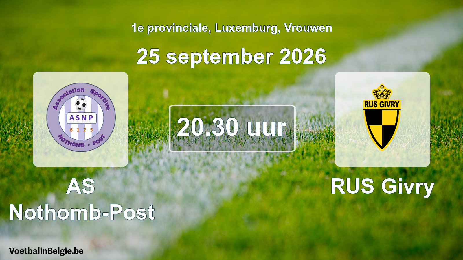 Scheduled match women football: AS Nothomb-Post - RUS Givry (25 September 2026)