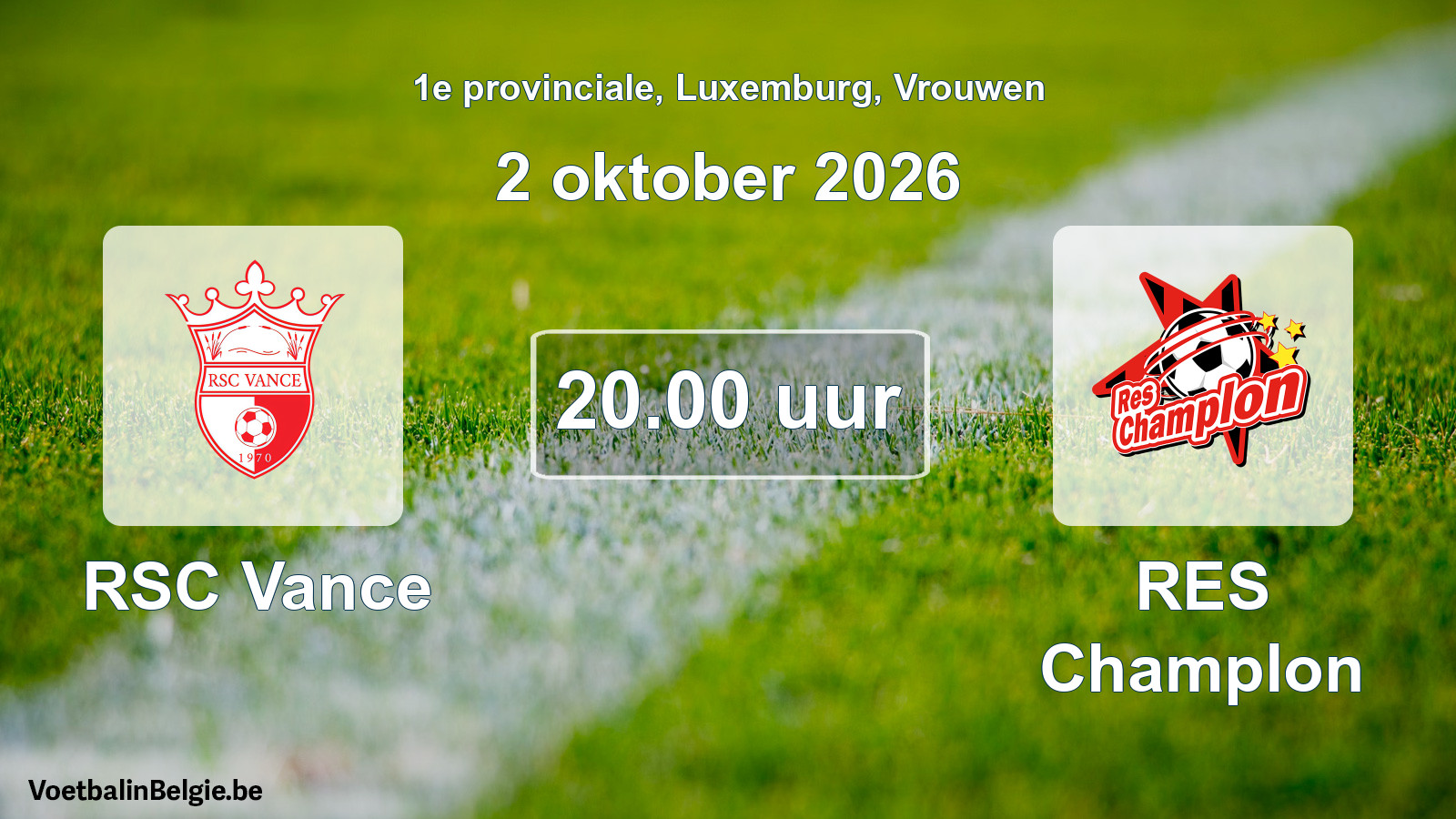 Scheduled match women football: RSC Vance - RES Champlon (2 October 2026)