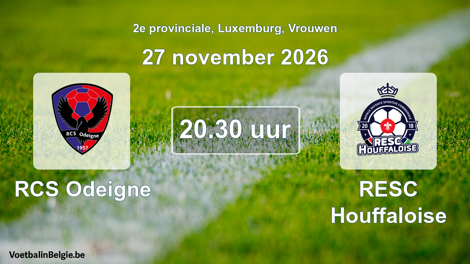 Scheduled match women football: RCS Odeigne - RESC Houffaloise (27 November 2026)