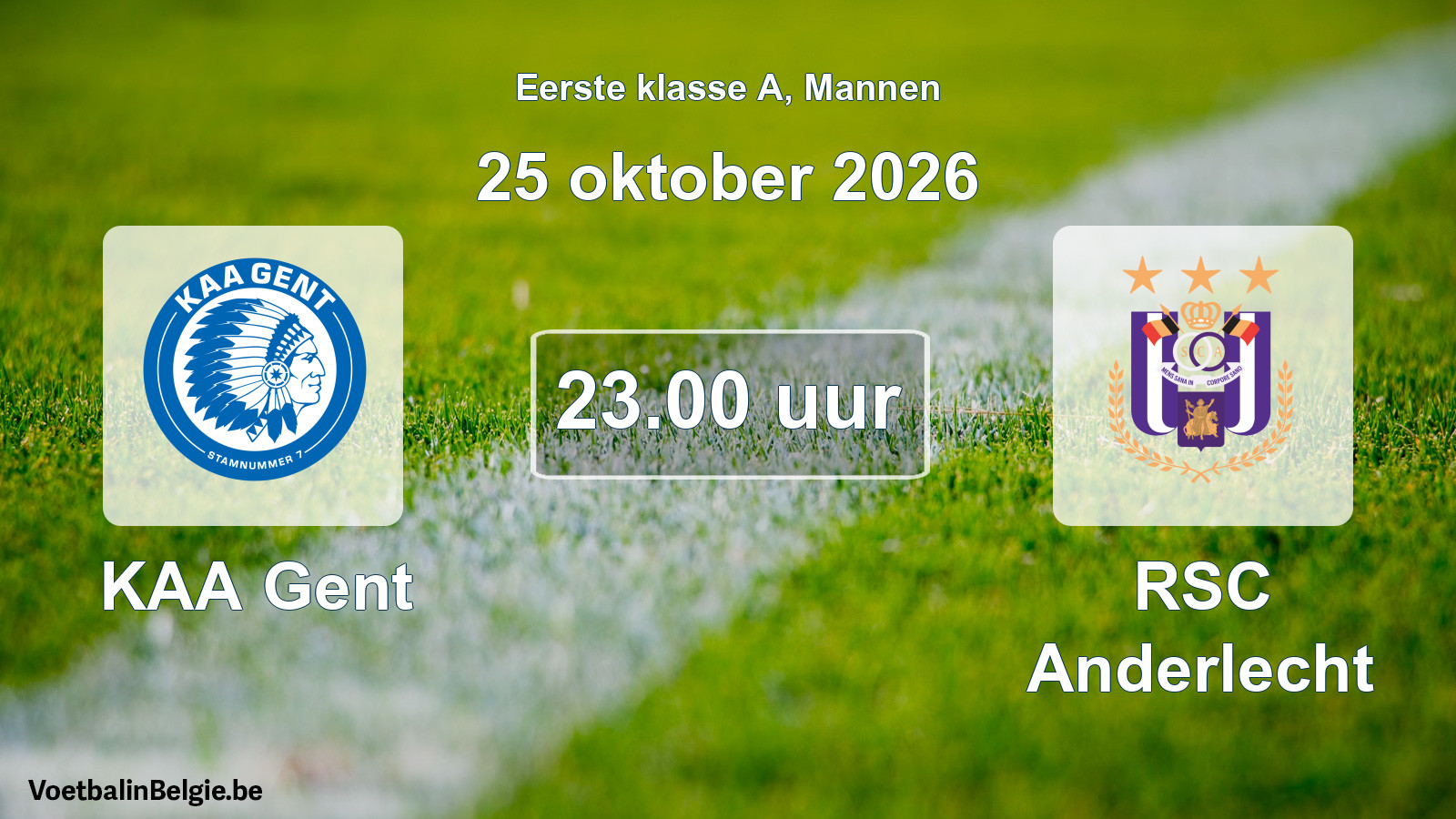 Match prévu football hommes: KAA Gent - RSC Anderlecht (25 octobre 2026)