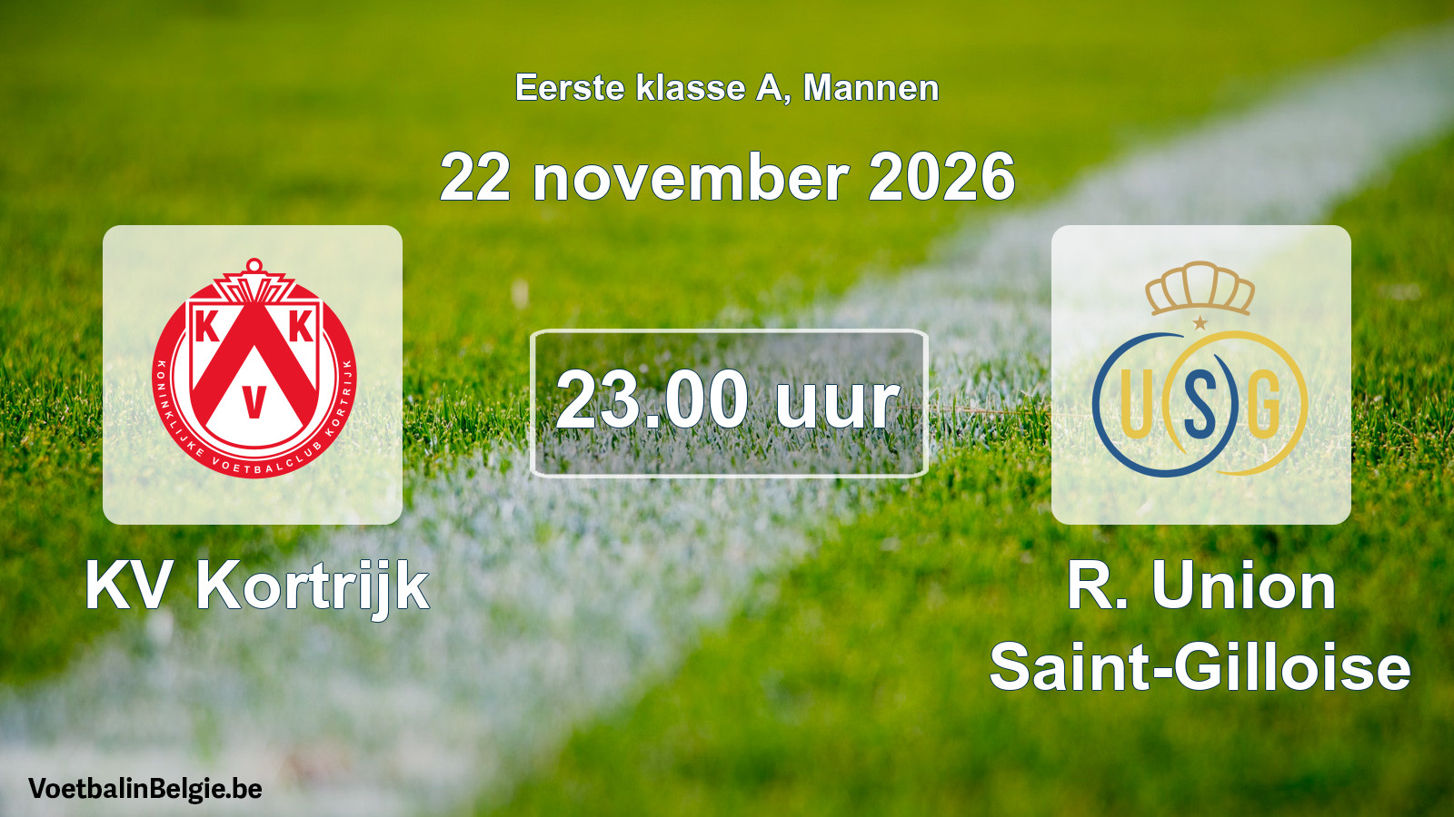 Match prévu football hommes: KV Kortrijk - R. Union Saint-Gilloise (22 novembre 2026)
