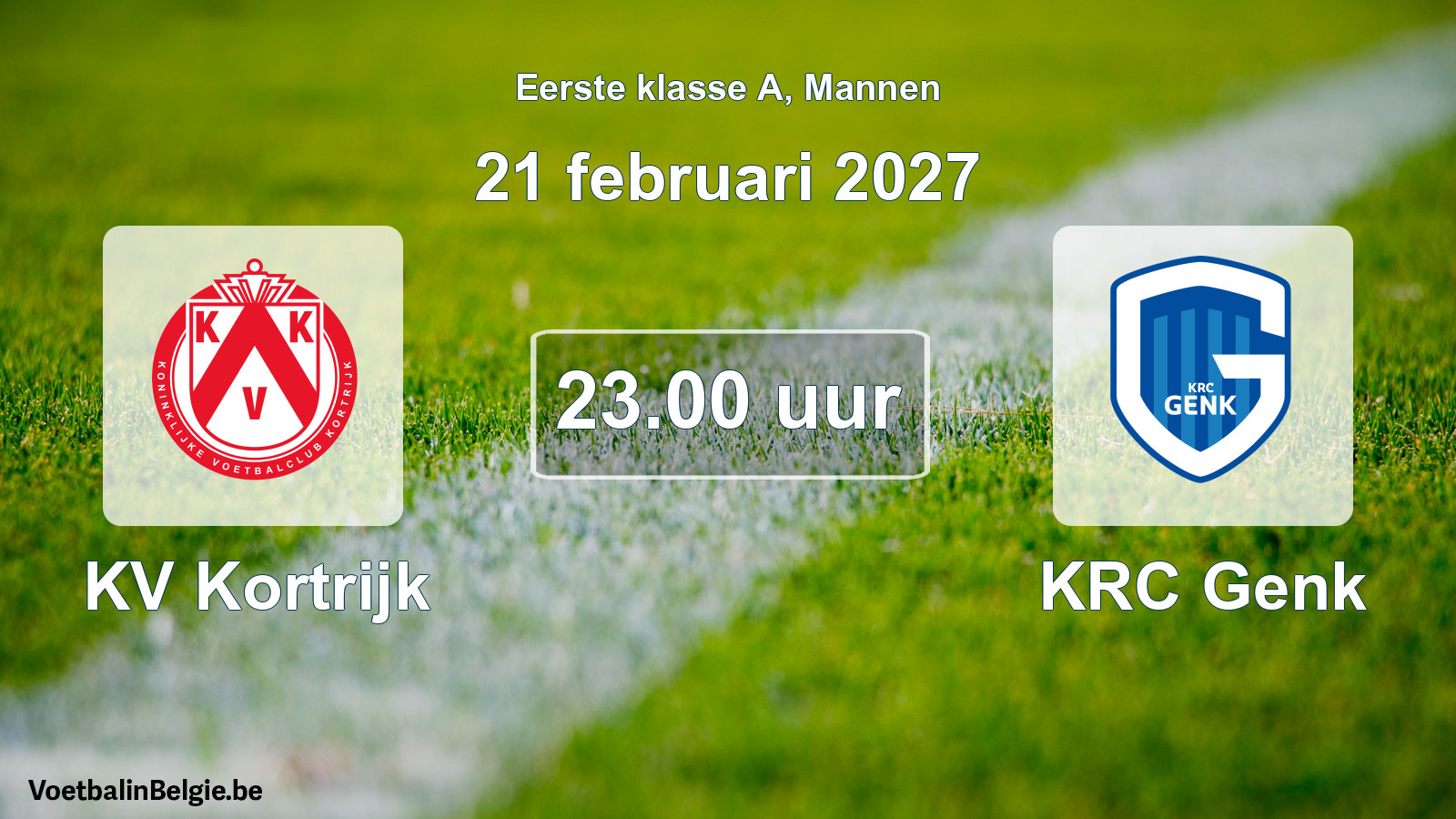 Match prévu football hommes: KV Kortrijk - KRC Genk (21 février 2027)