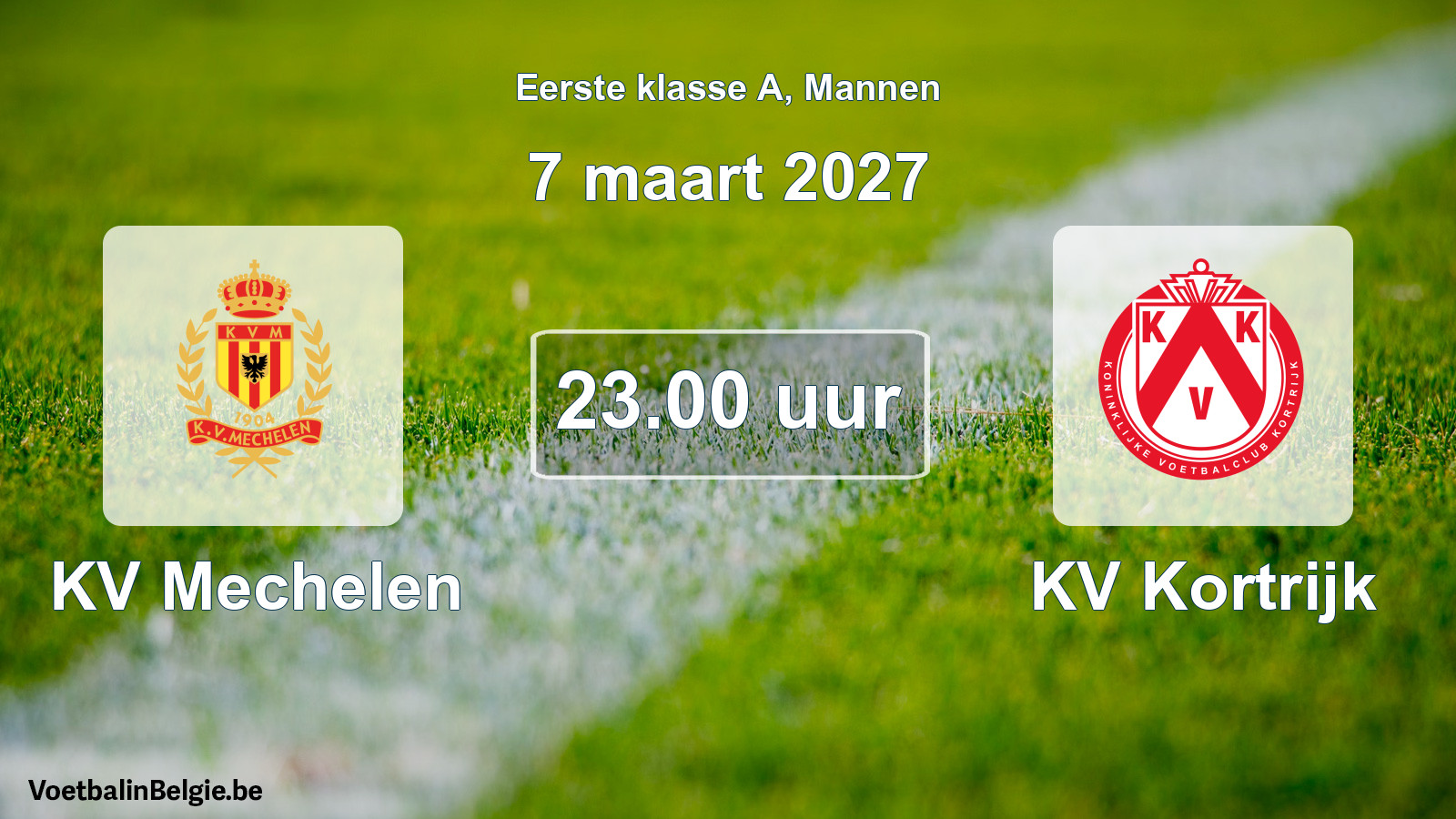 Match prévu football hommes: KV Mechelen - KV Kortrijk (7 mars 2027)