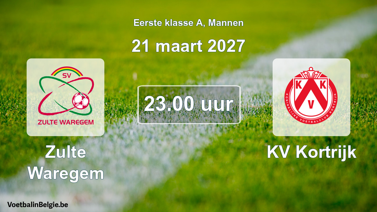Match prévu football hommes: Zulte Waregem - KV Kortrijk (21 mars 2027)