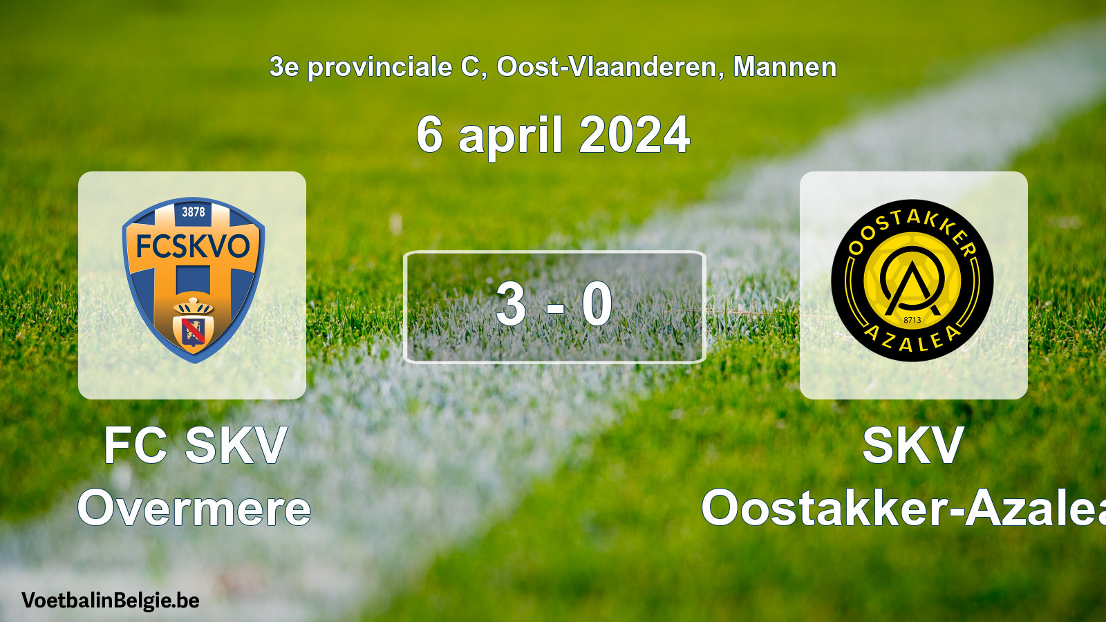 Gespeelde wedstrijd mannenvoetbal: FC SKV Overmere - SKV Oostakker-Azalea 3 - 0 (6 april 2024)