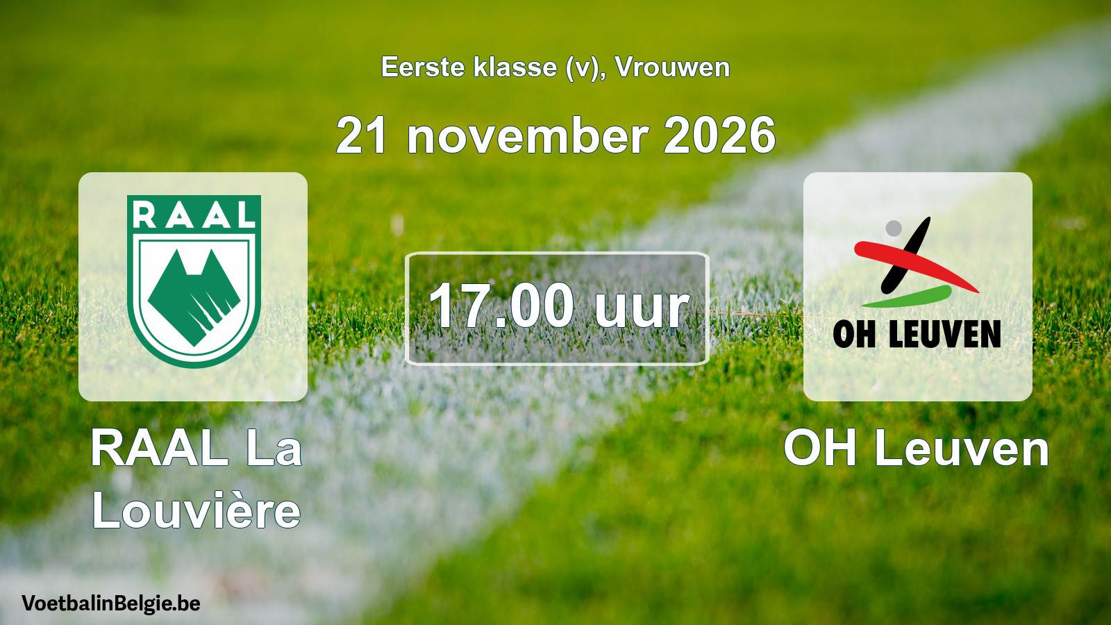 Match prévu football femmes: RAAL La Louvière - OH Leuven (21 novembre 2026)