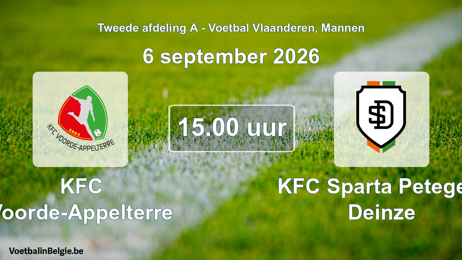 Geplande wedstrijd mannenvoetbal: KFC Voorde-Appelterre - KFC Sparta Petegem Deinze (6 september 2026)