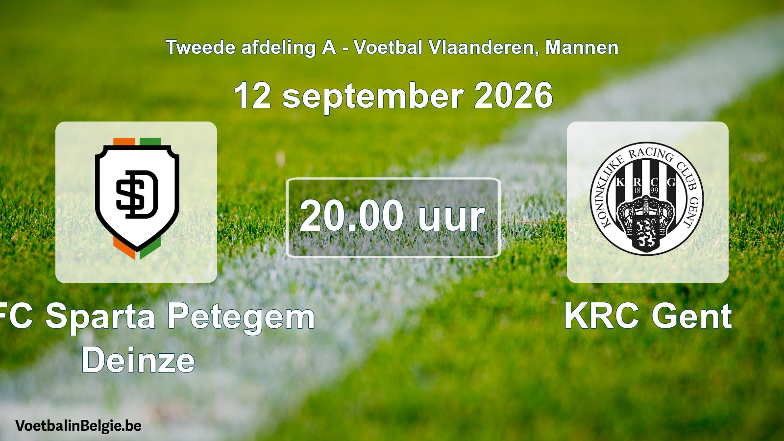 Geplande wedstrijd mannenvoetbal: KFC Sparta Petegem Deinze - KRC Gent (12 september 2026)