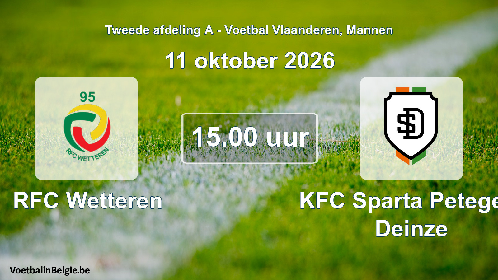 Geplande wedstrijd mannenvoetbal: RFC Wetteren - KFC Sparta Petegem Deinze (11 oktober 2026)