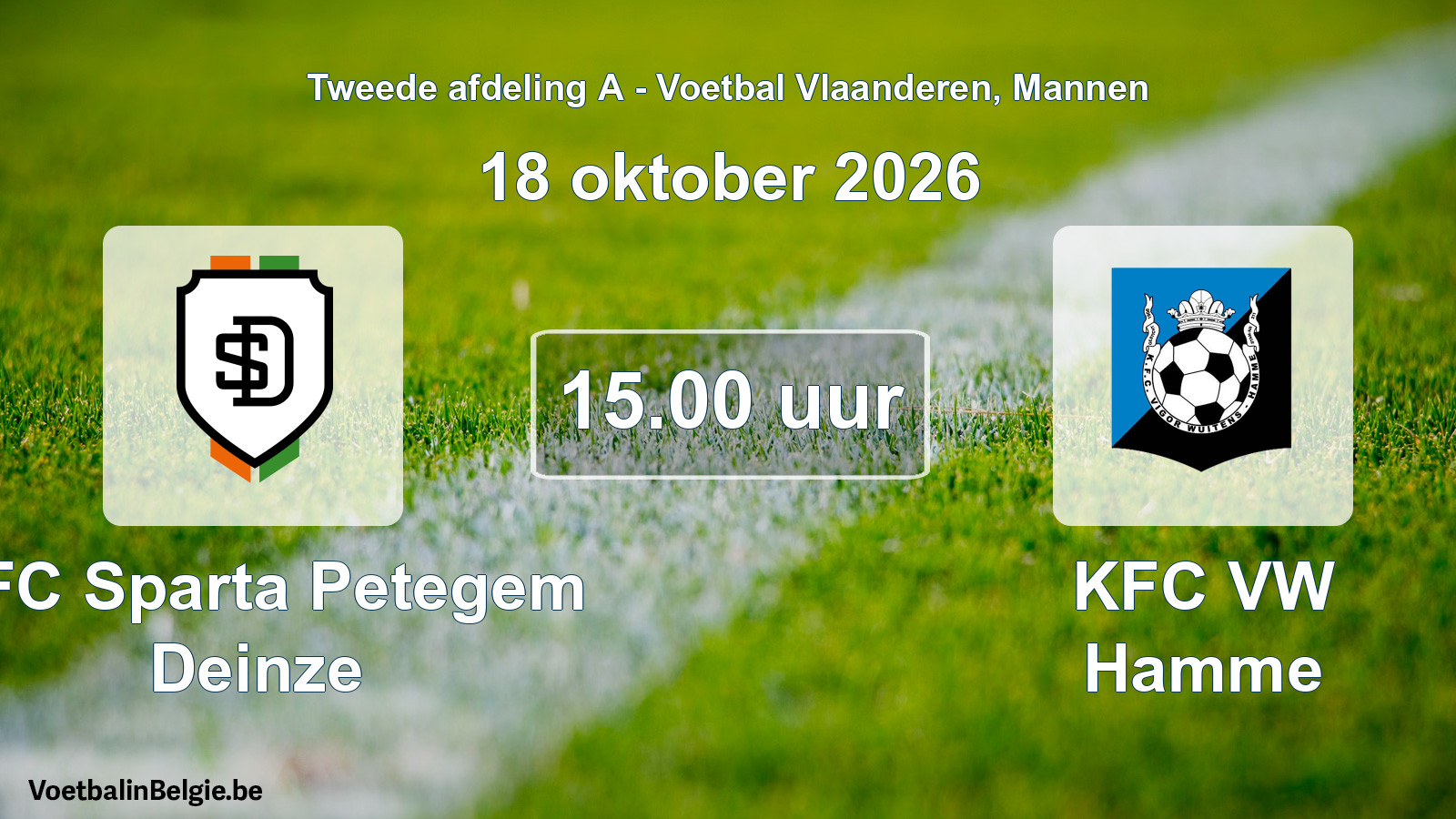 Geplande wedstrijd mannenvoetbal: KFC Sparta Petegem Deinze - KFC VW Hamme (18 oktober 2026)
