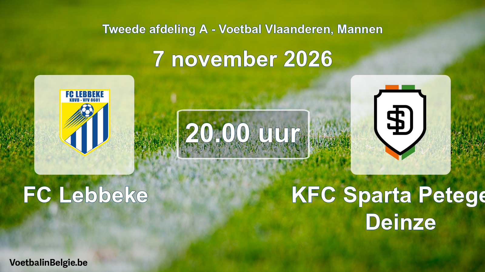 Geplande wedstrijd mannenvoetbal: FC Lebbeke - KFC Sparta Petegem Deinze (7 november 2026)