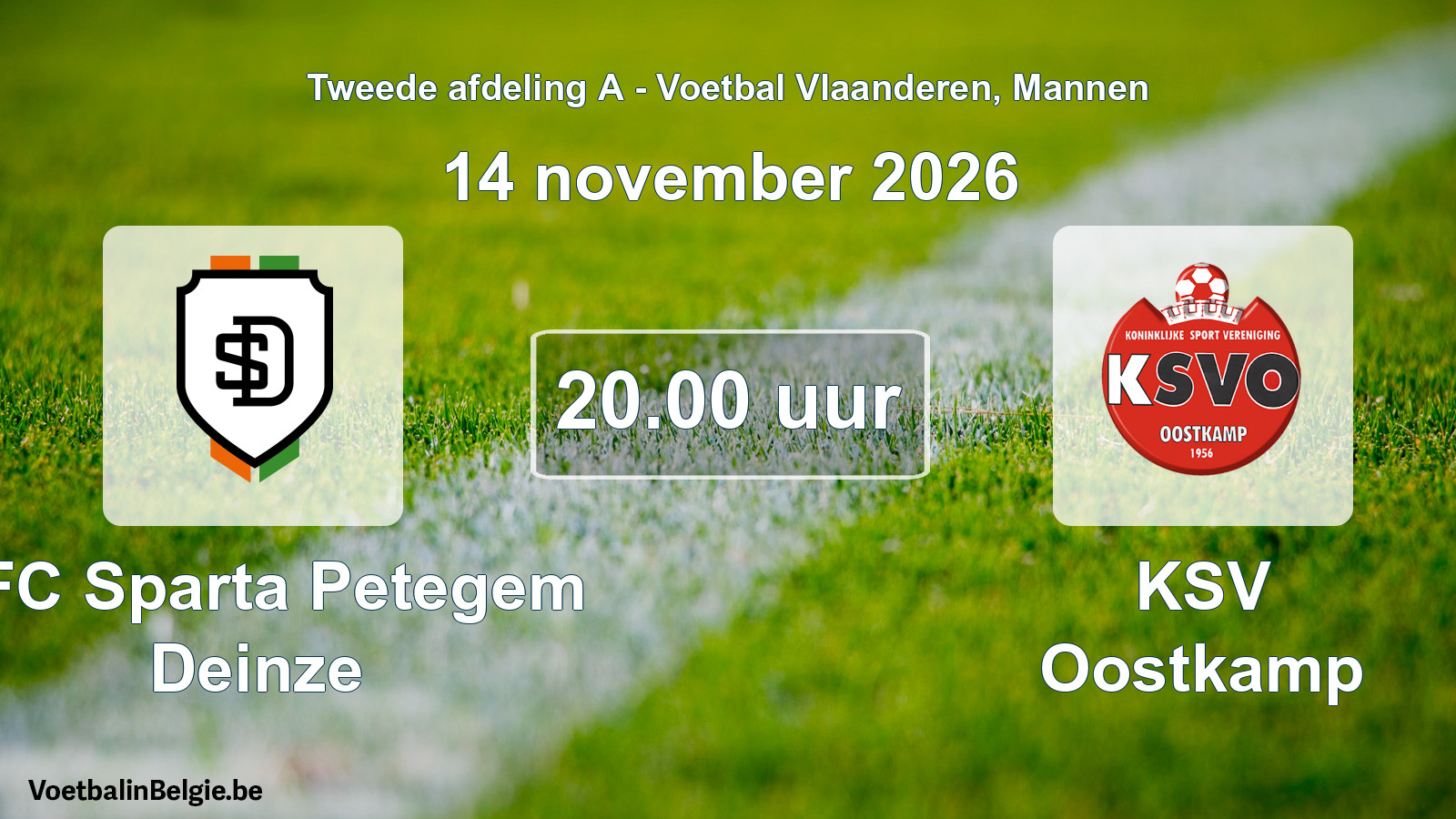 Geplande wedstrijd mannenvoetbal: KFC Sparta Petegem Deinze - KSV Oostkamp (14 november 2026)