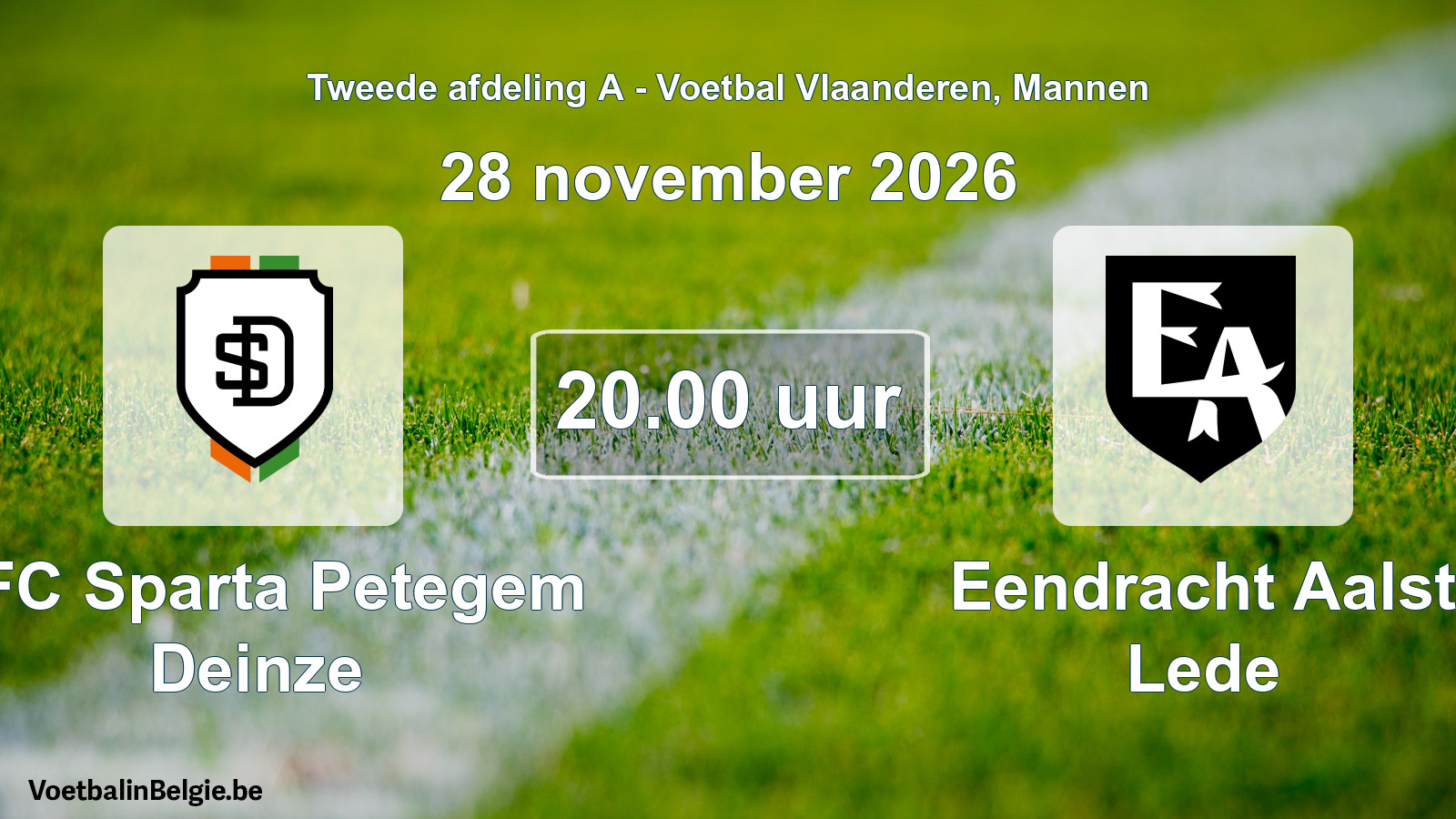 Geplande wedstrijd mannenvoetbal: KFC Sparta Petegem Deinze - Eendracht Aalst Lede (28 november 2026)