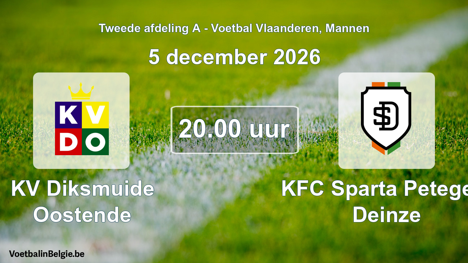Geplande wedstrijd mannenvoetbal: KV Diksmuide Oostende - KFC Sparta Petegem Deinze (5 december 2026)