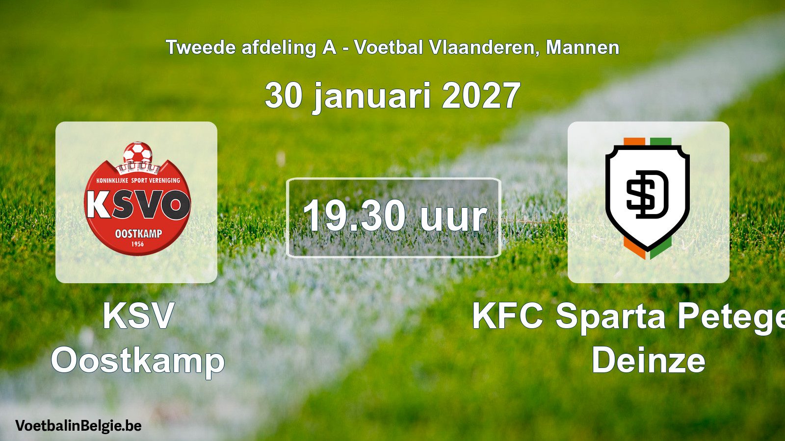 Geplande wedstrijd mannenvoetbal: KSV Oostkamp - KFC Sparta Petegem Deinze (30 januari 2027)