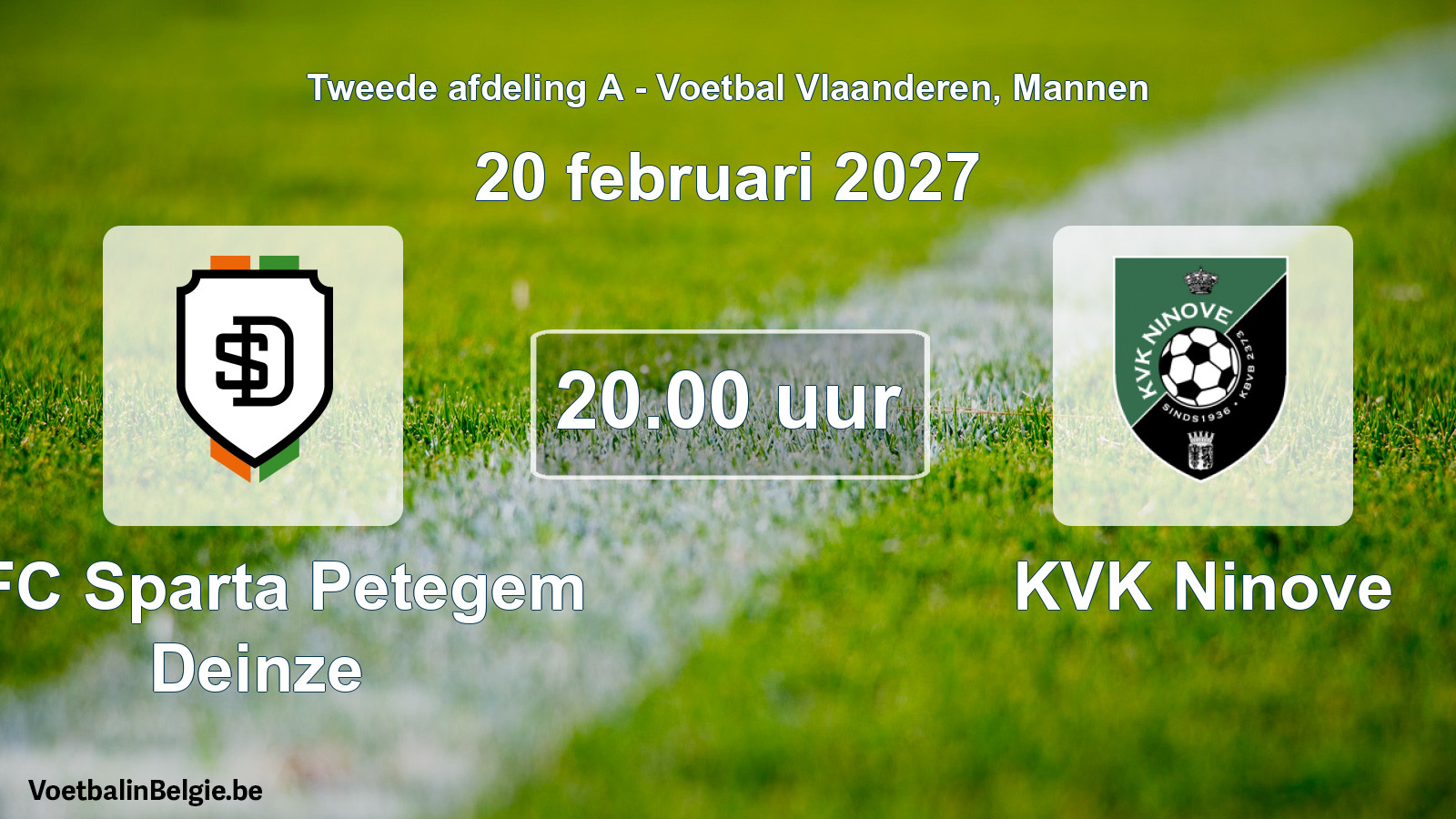 Geplande wedstrijd mannenvoetbal: KFC Sparta Petegem Deinze - KVK Ninove (20 februari 2027)