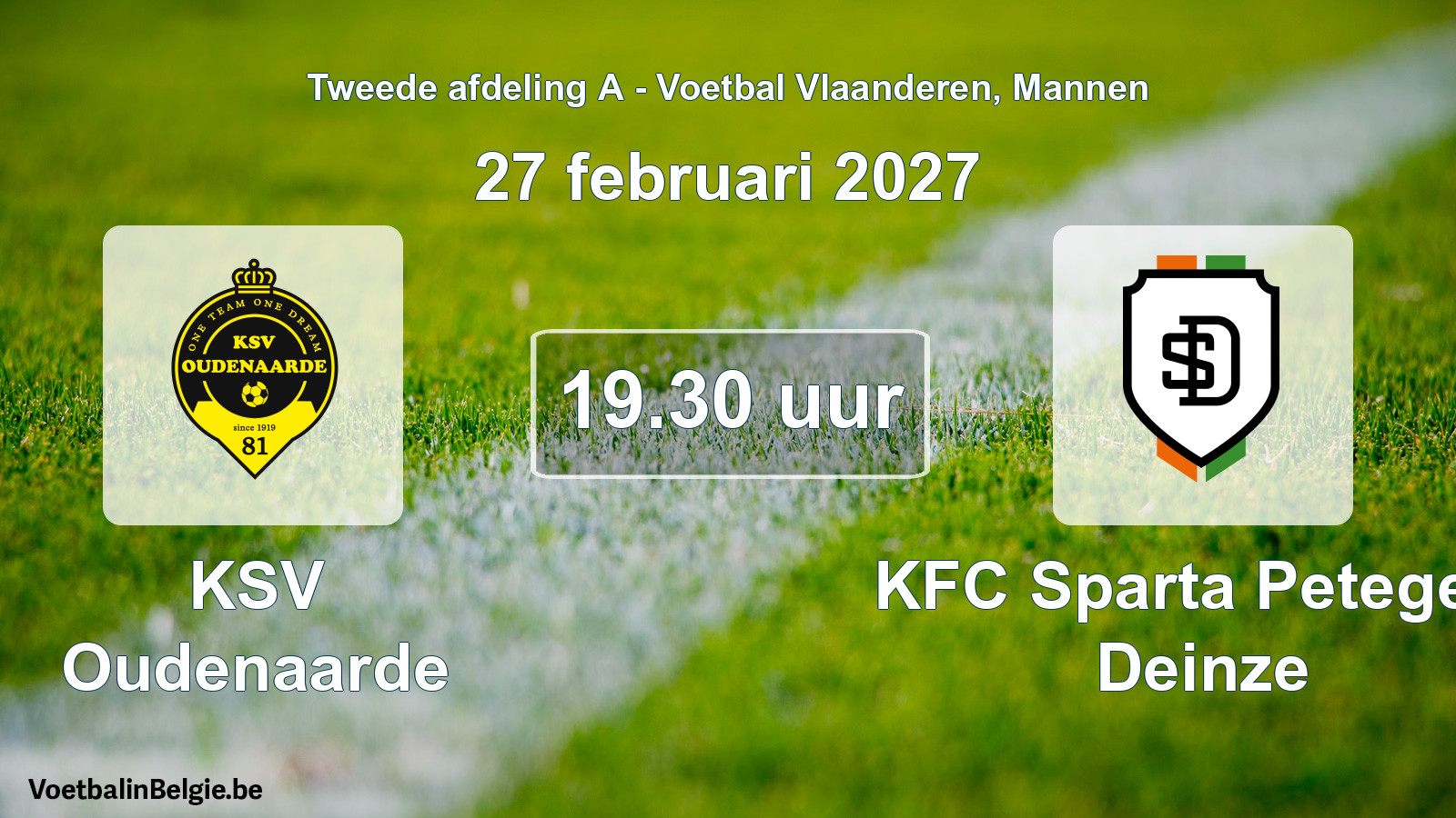 Geplande wedstrijd mannenvoetbal: KSV Oudenaarde - KFC Sparta Petegem Deinze (27 februari 2027)