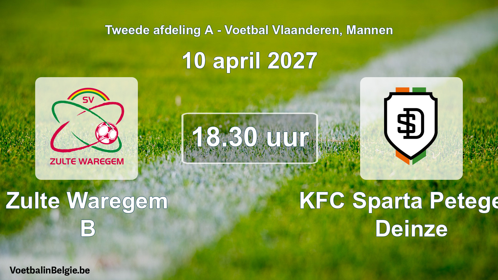 Geplande wedstrijd mannenvoetbal: Zulte Waregem B - KFC Sparta Petegem Deinze (10 april 2027)