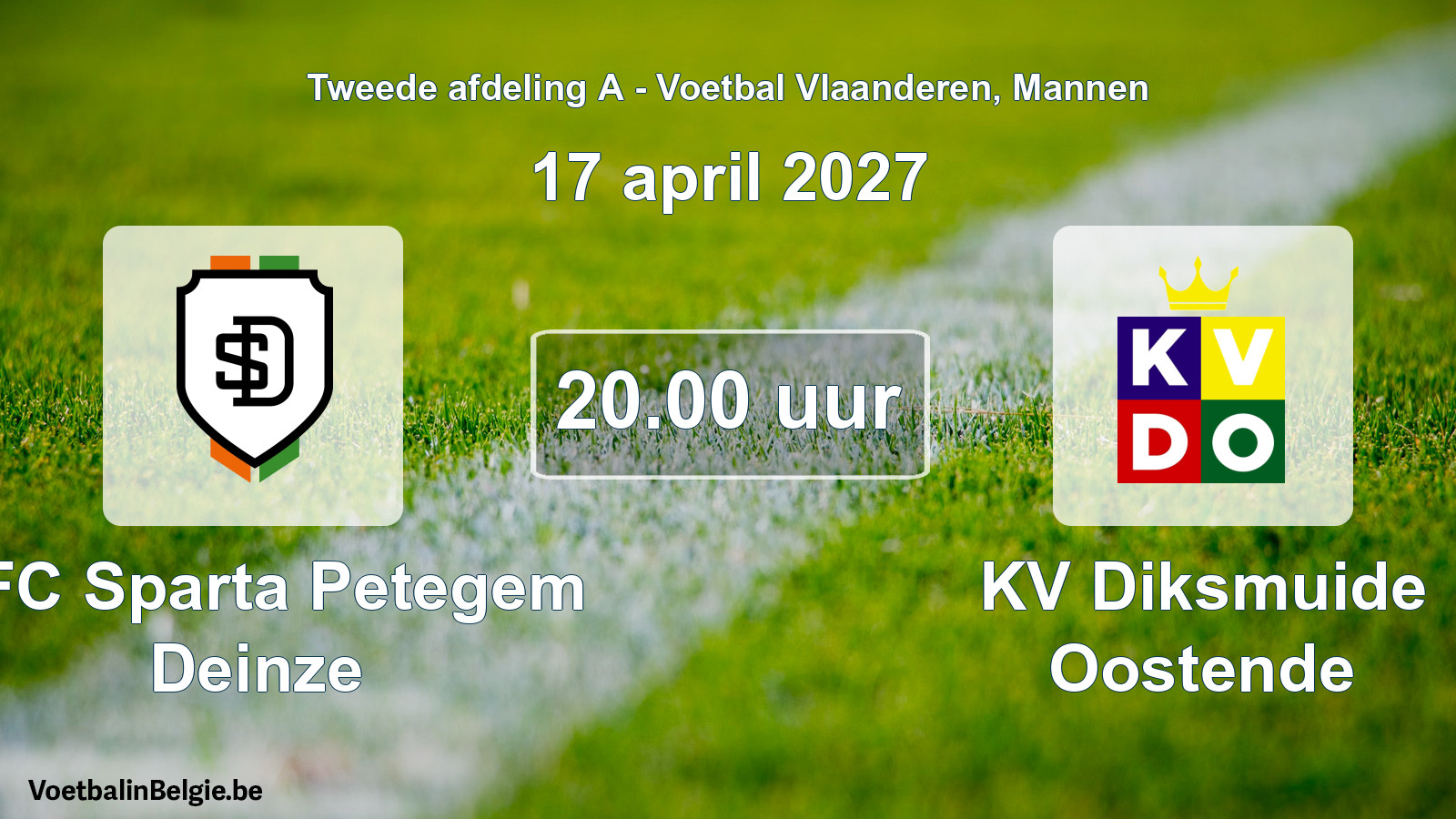 Geplande wedstrijd mannenvoetbal: KFC Sparta Petegem Deinze - KV Diksmuide Oostende (17 april 2027)