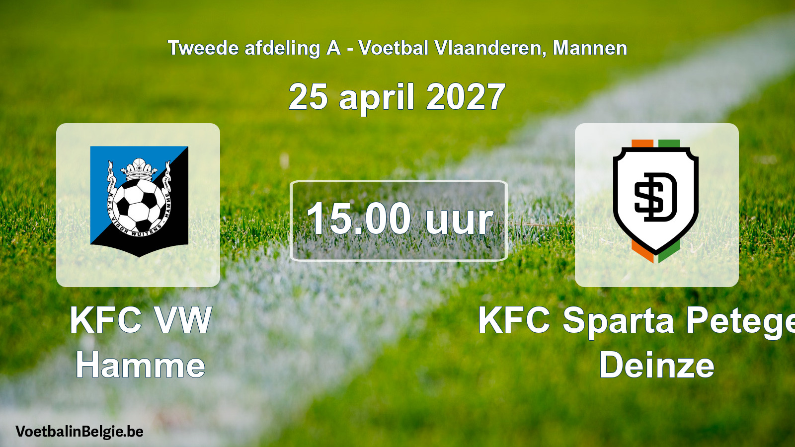 Geplande wedstrijd mannenvoetbal: KFC VW Hamme - KFC Sparta Petegem Deinze (25 april 2027)