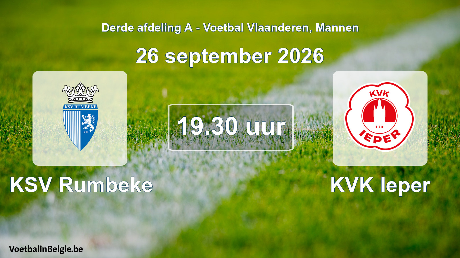 Geplande wedstrijd mannenvoetbal: KSV Rumbeke - KVK Ieper (26 september 2026)
