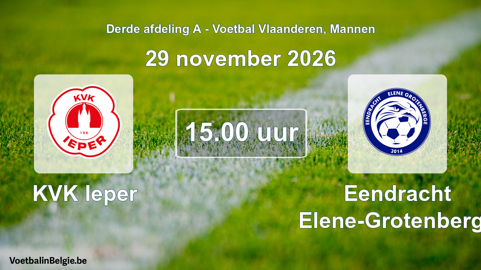 Geplande wedstrijd mannenvoetbal: KVK Ieper - Eendracht Elene-Grotenberge (29 november 2026)