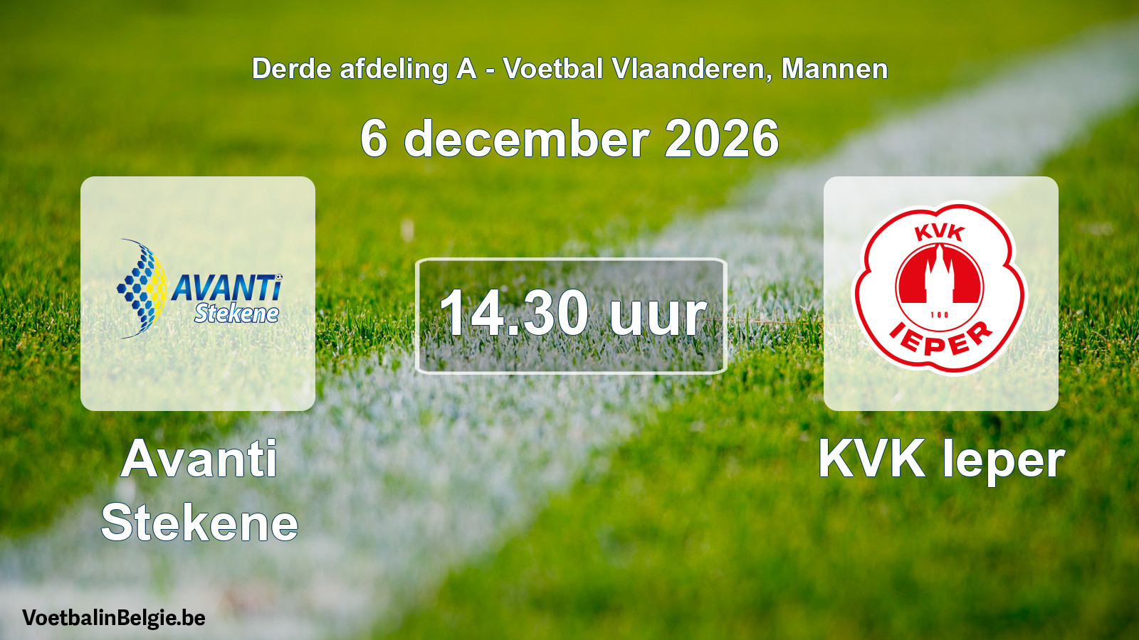 Geplande wedstrijd mannenvoetbal: Avanti Stekene - KVK Ieper (6 december 2026)