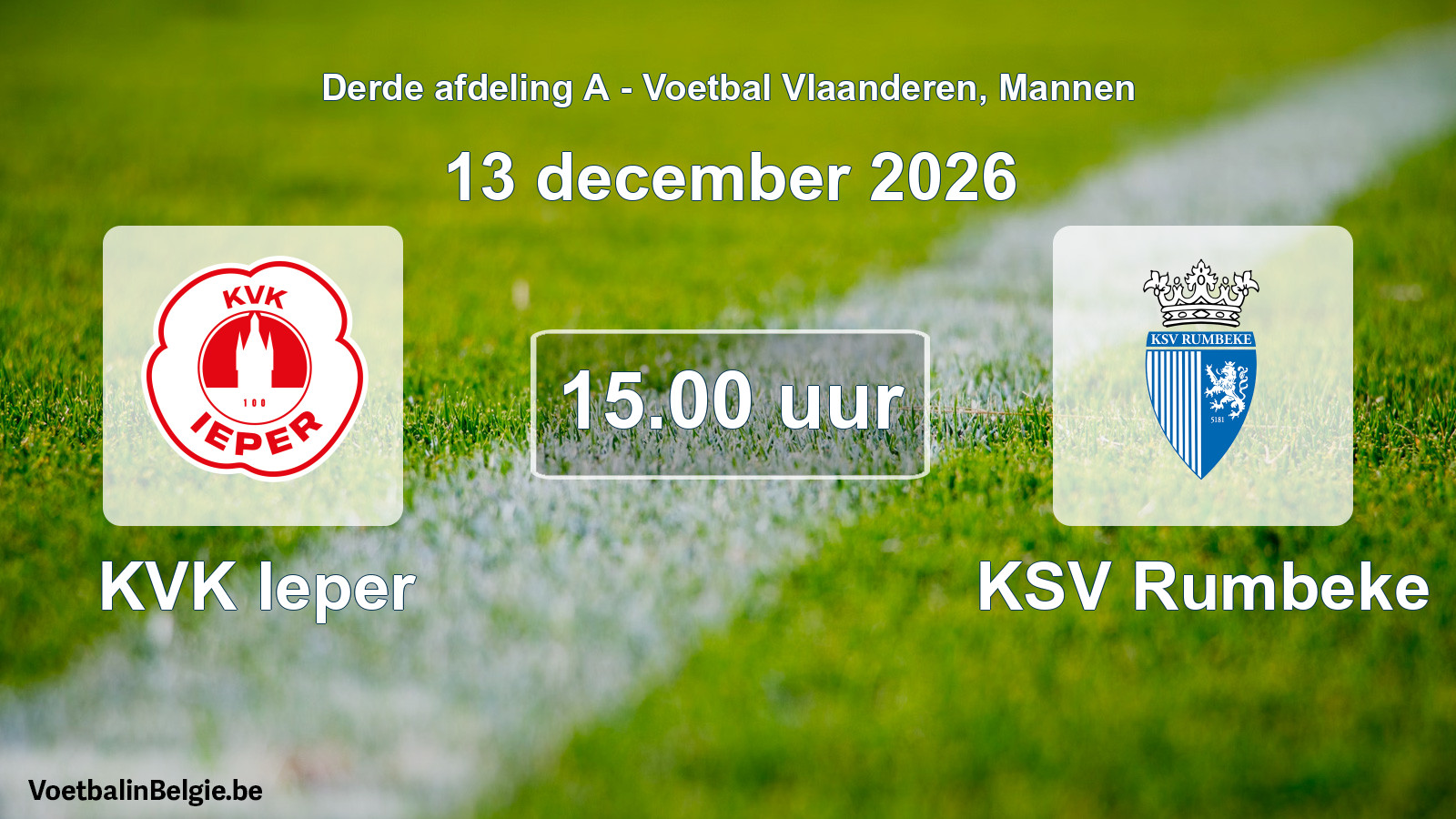 Geplande wedstrijd mannenvoetbal: KVK Ieper - KSV Rumbeke (13 december 2026)