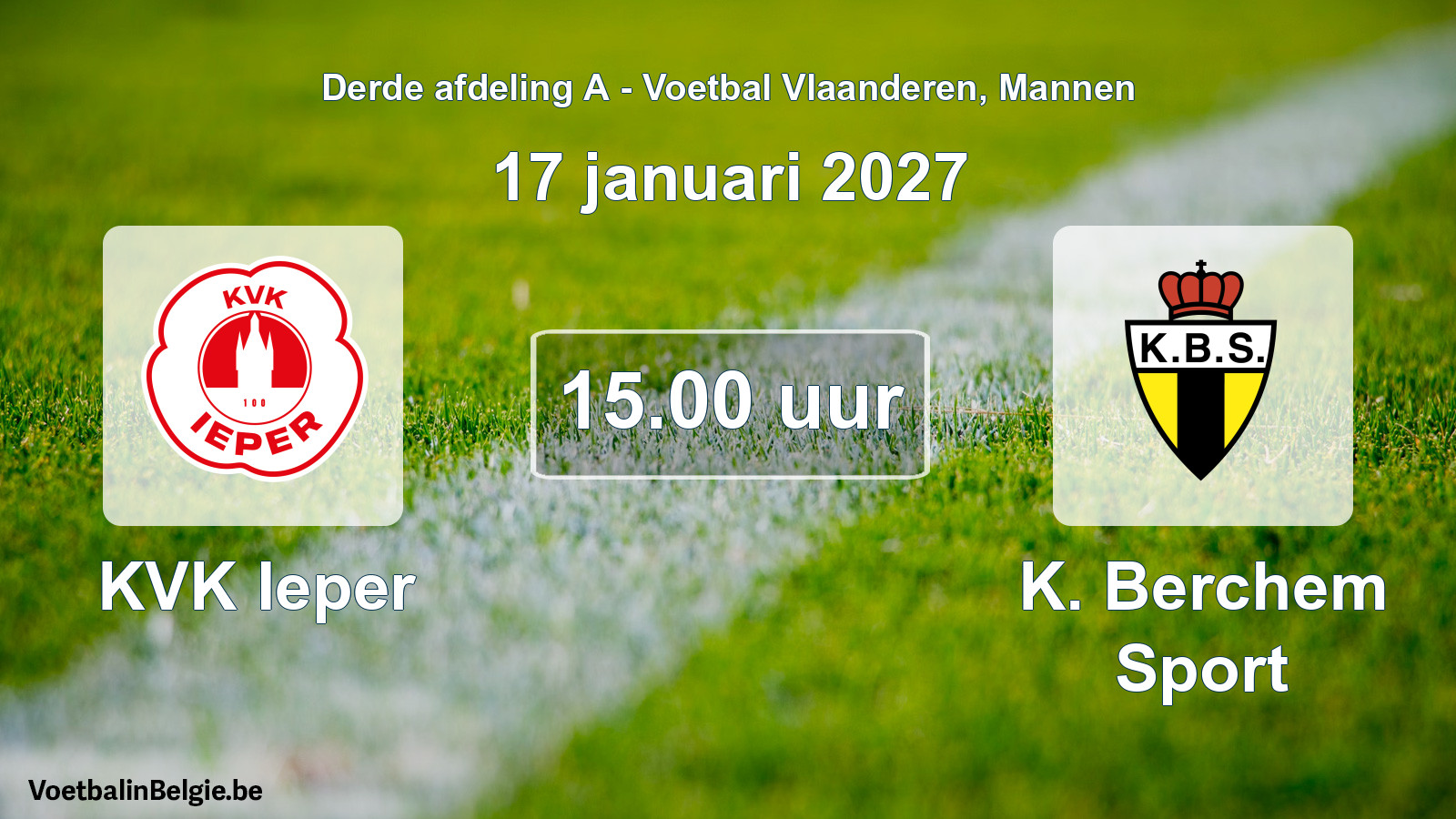 Geplande wedstrijd mannenvoetbal: KVK Ieper - K. Berchem Sport (17 januari 2027)