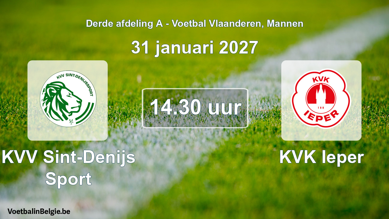 Geplande wedstrijd mannenvoetbal: KVV Sint-Denijs Sport - KVK Ieper (31 januari 2027)