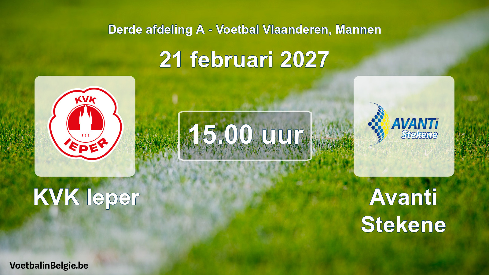Geplande wedstrijd mannenvoetbal: KVK Ieper - Avanti Stekene (21 februari 2027)