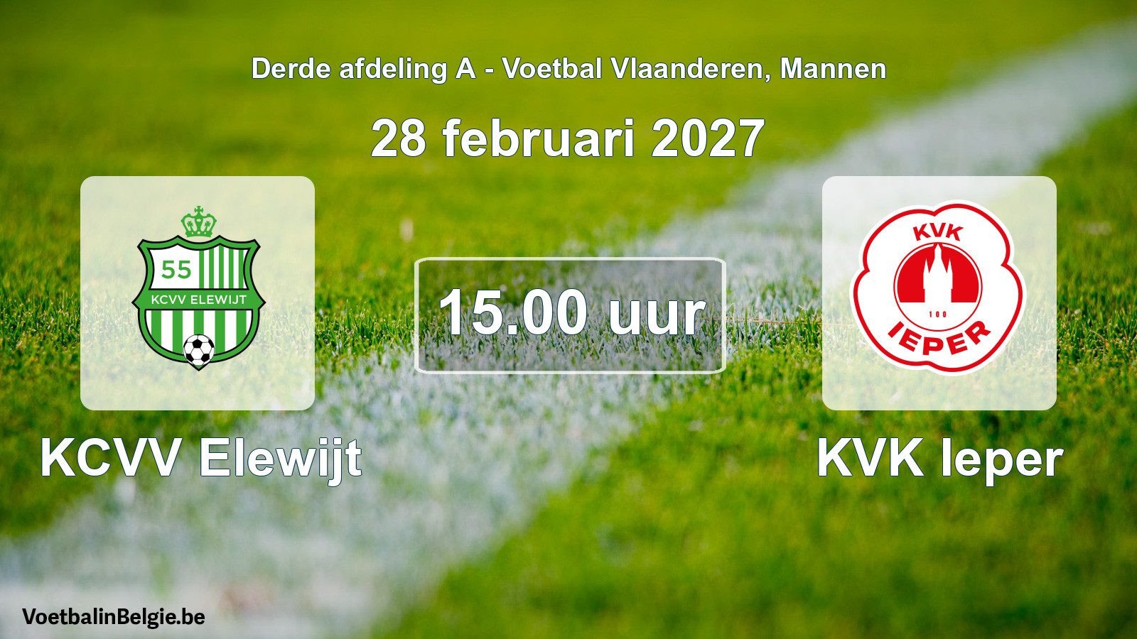Geplande wedstrijd mannenvoetbal: KCVV Elewijt - KVK Ieper (28 februari 2027)