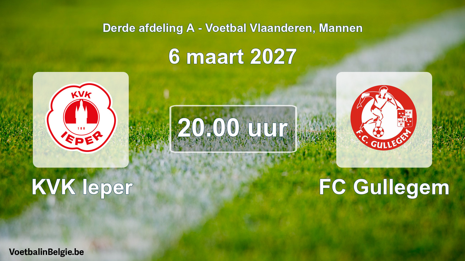 Geplande wedstrijd mannenvoetbal: KVK Ieper - FC Gullegem (6 maart 2027)