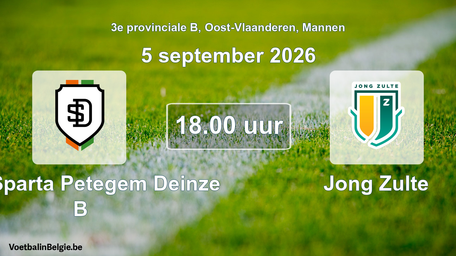 Geplande wedstrijd mannenvoetbal: KFC Sparta Petegem Deinze B - Jong Zulte (5 september 2026)