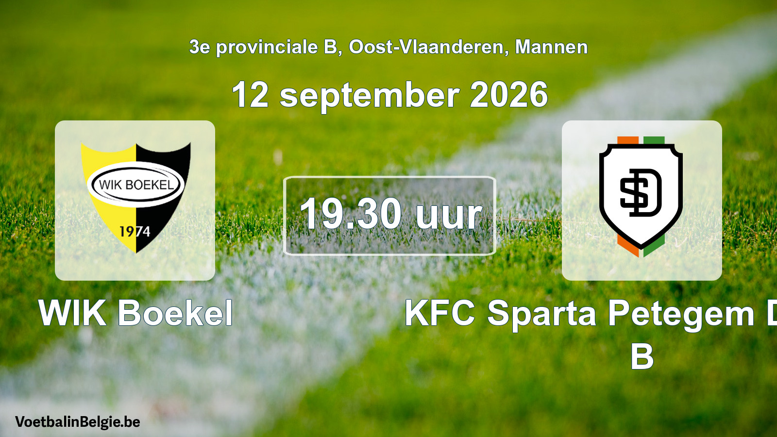 Geplande wedstrijd mannenvoetbal: WIK Boekel - KFC Sparta Petegem Deinze B (12 september 2026)