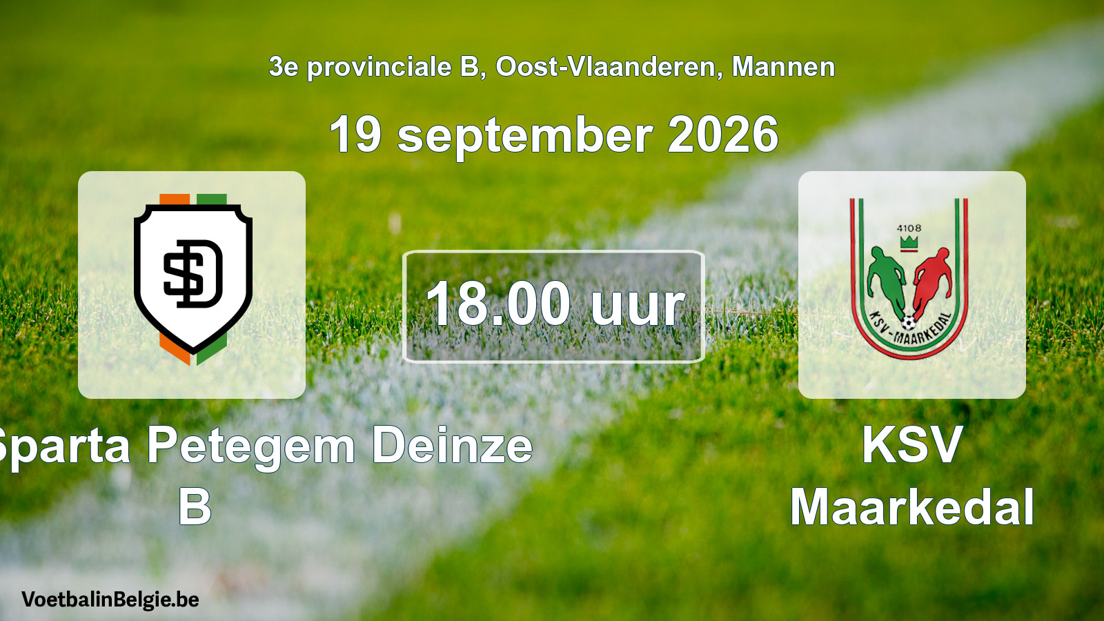 Geplande wedstrijd mannenvoetbal: KFC Sparta Petegem Deinze B - KSV Maarkedal (19 september 2026)