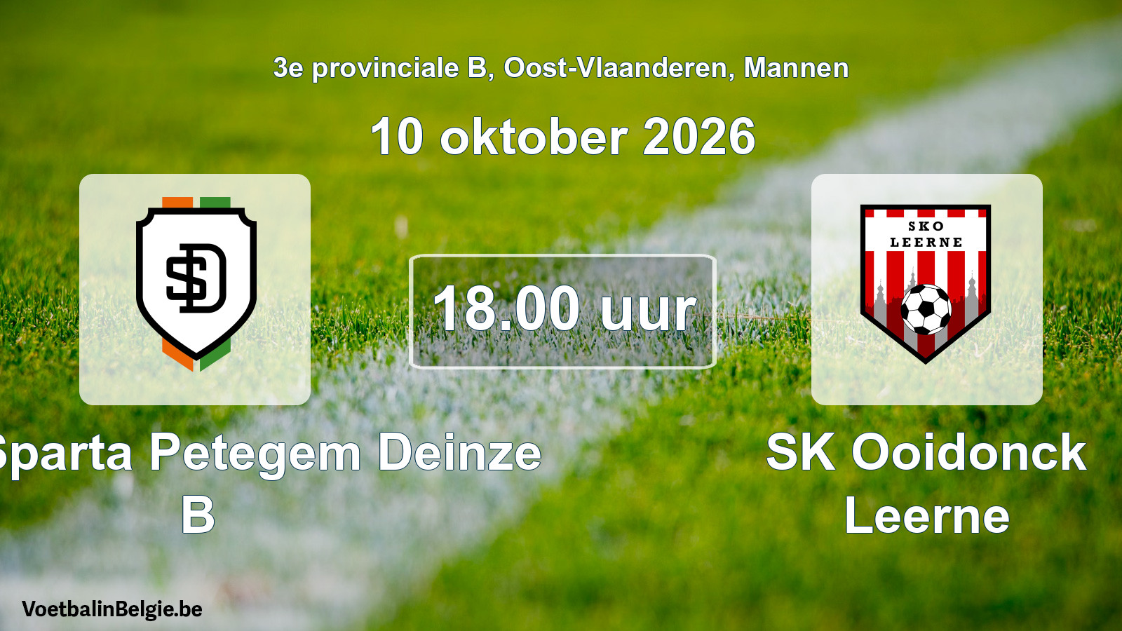 Geplande wedstrijd mannenvoetbal: KFC Sparta Petegem Deinze B - SK Ooidonck Leerne (10 oktober 2026)